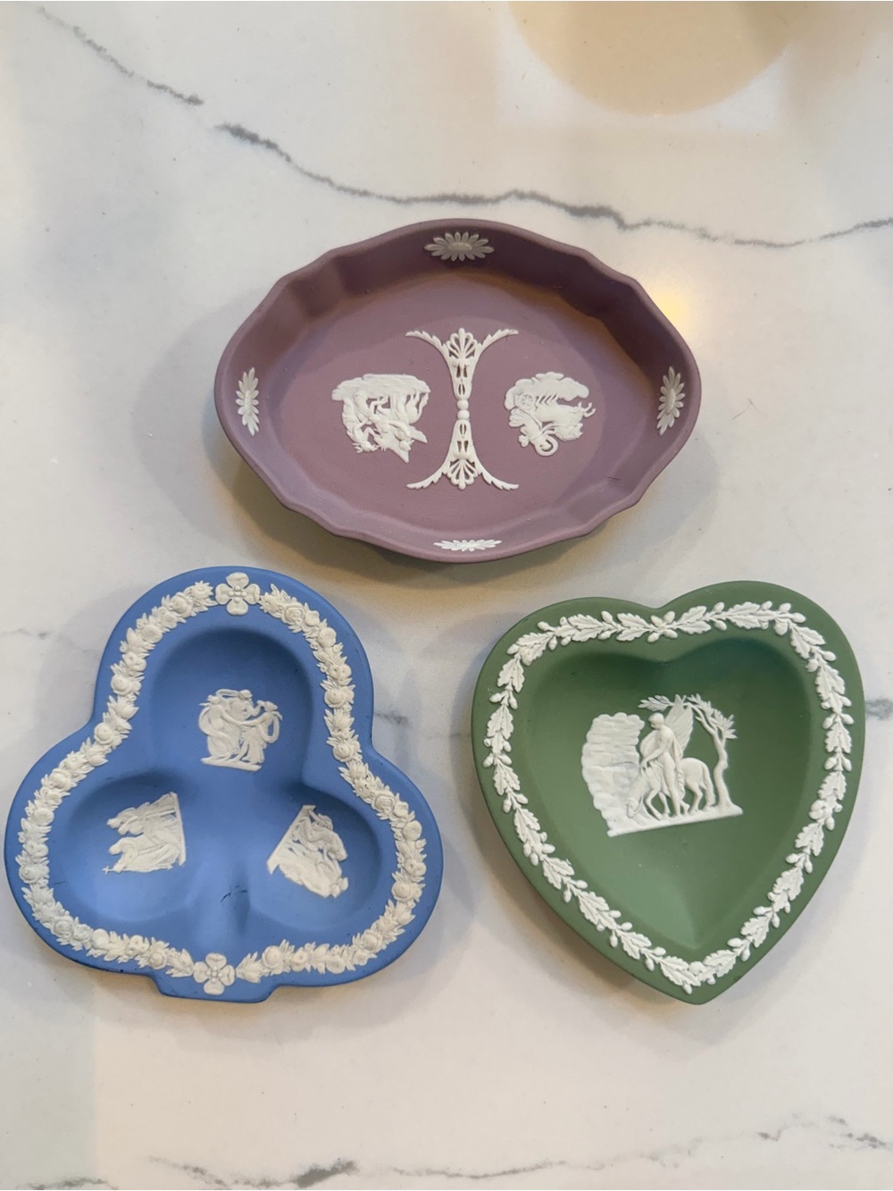 Wedgwood Jasperware Multi-Color Decorative Trays (Lavender, Blue, Green)
